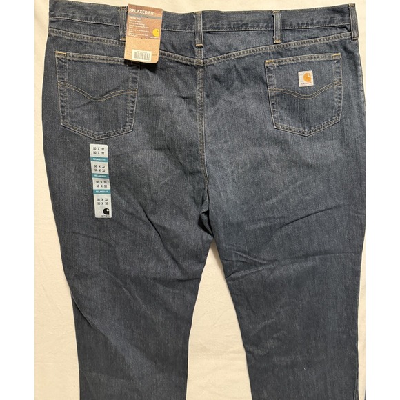 Carharrt Men's Relaxed Fit Straight Leg Holter Jeans Blue Button Fly Size 50x32 - Picture 8 of 9
